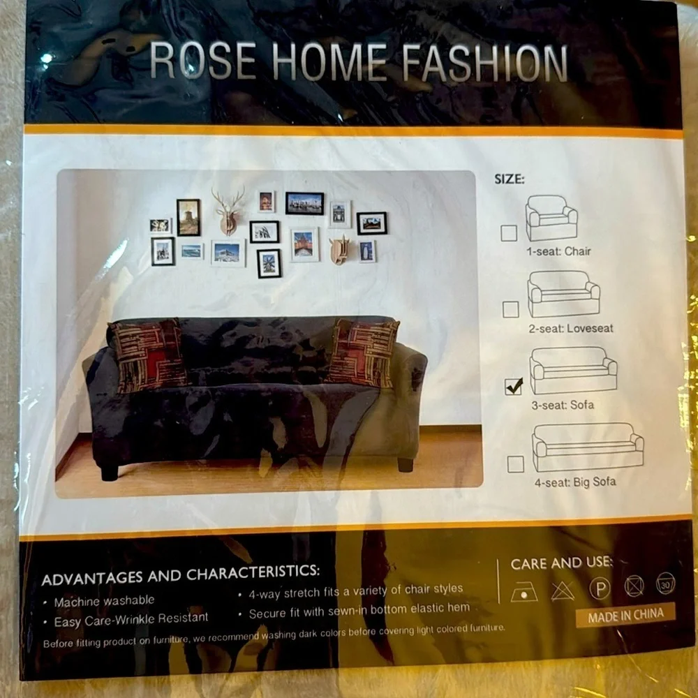 Beige Velvet Sofa Slipcover NIP